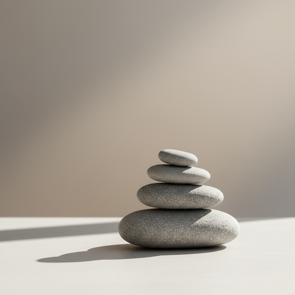 Piedras equilibradas en una superficie lisa